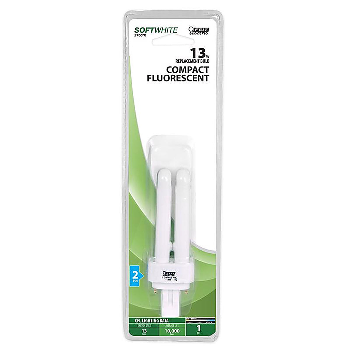 Feit - BPPLD13 - Legacy Bulbs 13 W Pl 1.4 In. D X 4.6 In. L Cfl Bulb Soft White Track and Recessed 2700 K 1 Pack
