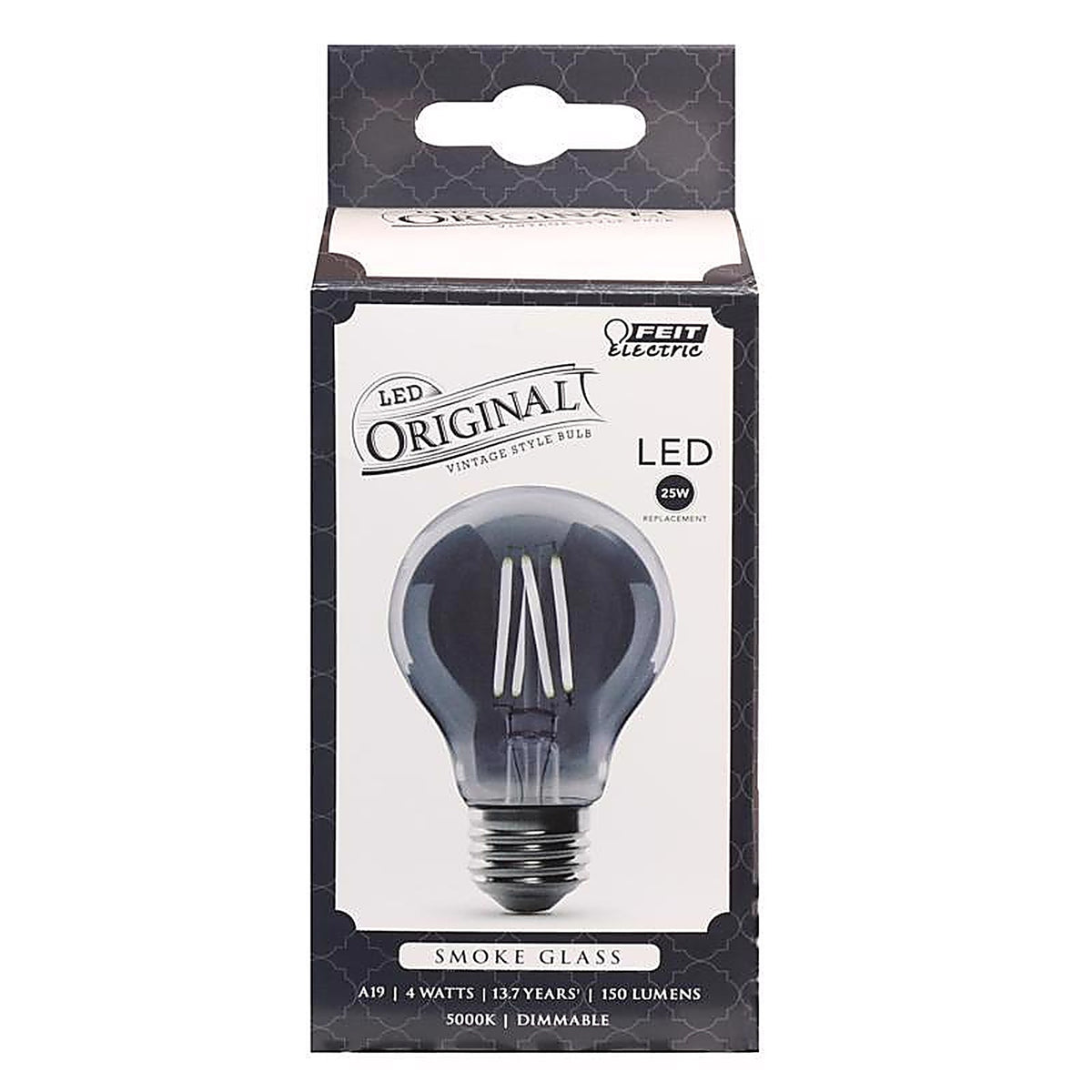 Feit - AT19/SMK/VG/LED - A19 E26 (Medium) Filament LED Bulb Smoke Daylight 25 Watt Equivalence 1 Pack