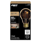Feit Electric AT19/VG/LED A19 E26 (Medium) LED Bulb Amber Soft White 60 W 1 pk