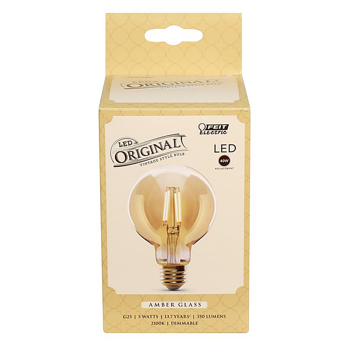 Feit Electric G25/VG/LED G25 E26 (Medium) LED Bulb Amber 40 W 1 pk
