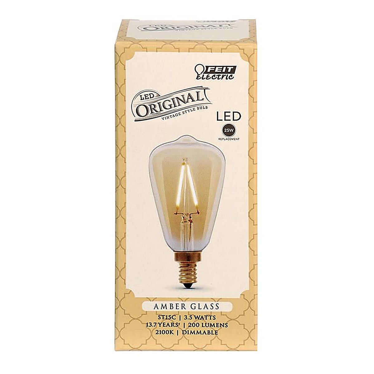 Feit Electric ST15C/VG/LED ST15 E12 (Candelabra) LED Bulb Amber Soft White 25 W 1 pk