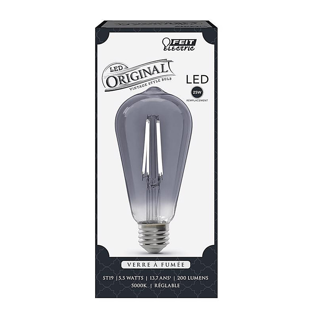 Feit - ST19/SMK/VG/LED - St19 E26 (Medium) LED Bulb Smoke Daylight 25 Watt Equivalence 1 Pack