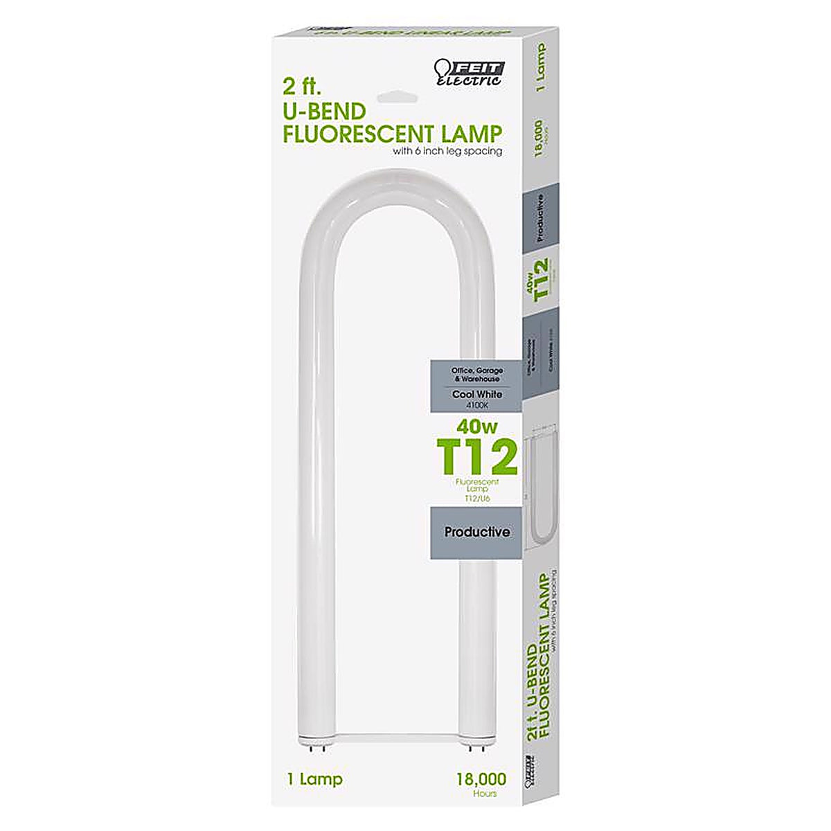 Feit - F40CWX/U6 - Legacy Bulbs 40 W T12 7.3 In. D X 22.8 In. L Fluorescent Bulb Cool White U-Bend 4100 K 1 Pack