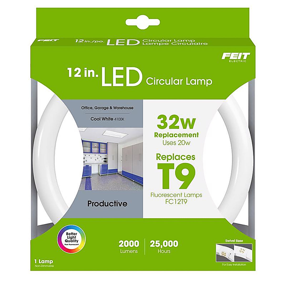 Feit Electric FC12/840/LED Plug and Play T8 Cool White G10Q Circular LED Bulb 32 Watt Equivalence 1 pk