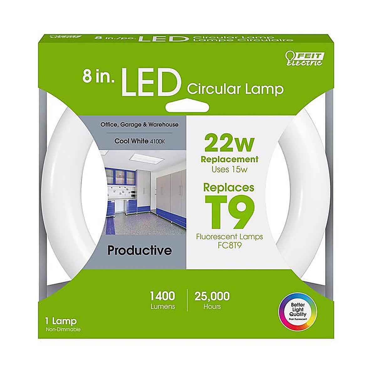 Feit Electric FC8/840/LED Plug and Play Specialty Cool White G10Q Circular LED Bulb 22 Watt Equivalence 1 pk