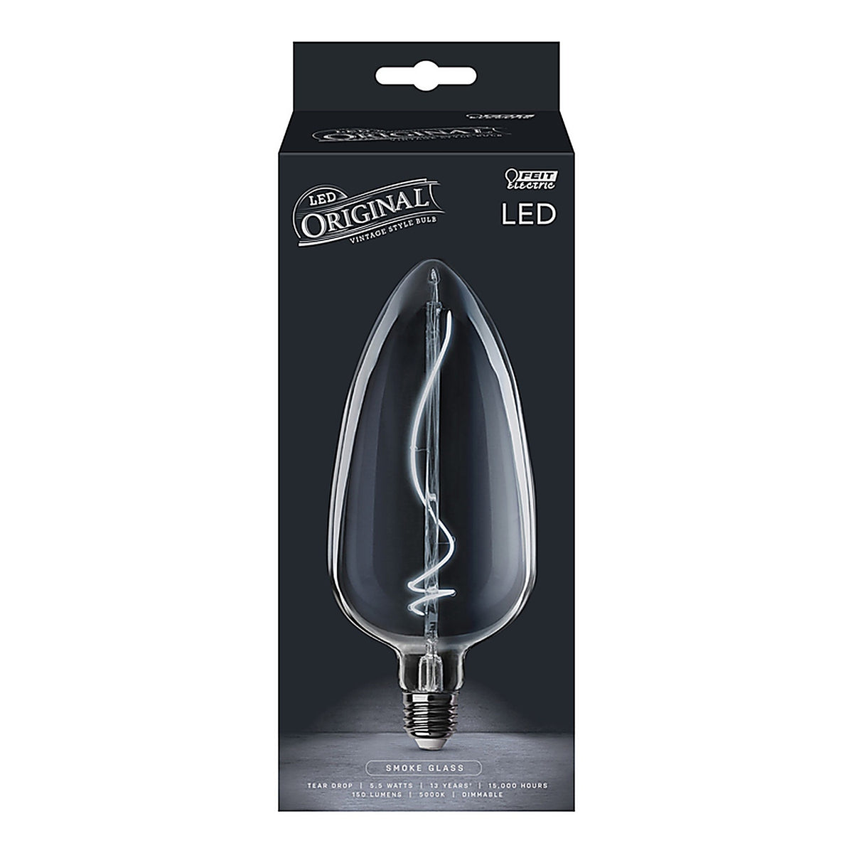 Feit Electric TD/7/SMK/FIL Tear Drop E26 (Medium) Filament LED Bulb Smoke Daylight 60 W 1 pk