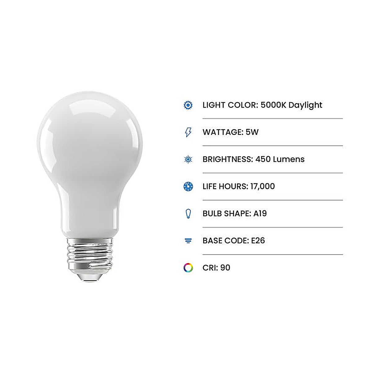 Feit Electric A1940950CAFIL4 Enhance A19 E26 (Medium) LED Bulb Daylight 40 Watt Equivalence 4 pk
