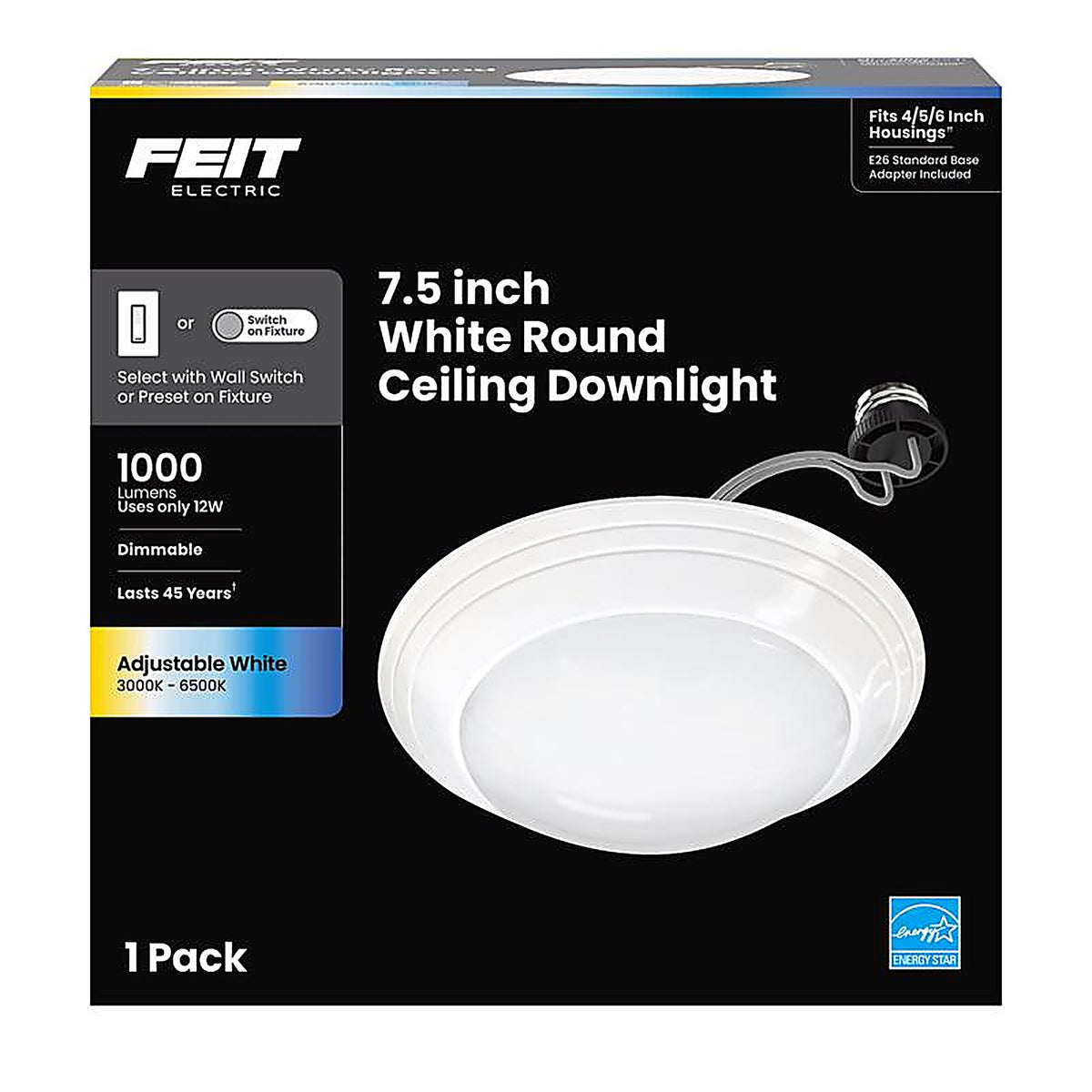 Feit Electric 74006/CA White 4, 5 and 6 in. W LED Disklight Retrofit Kit 12 W