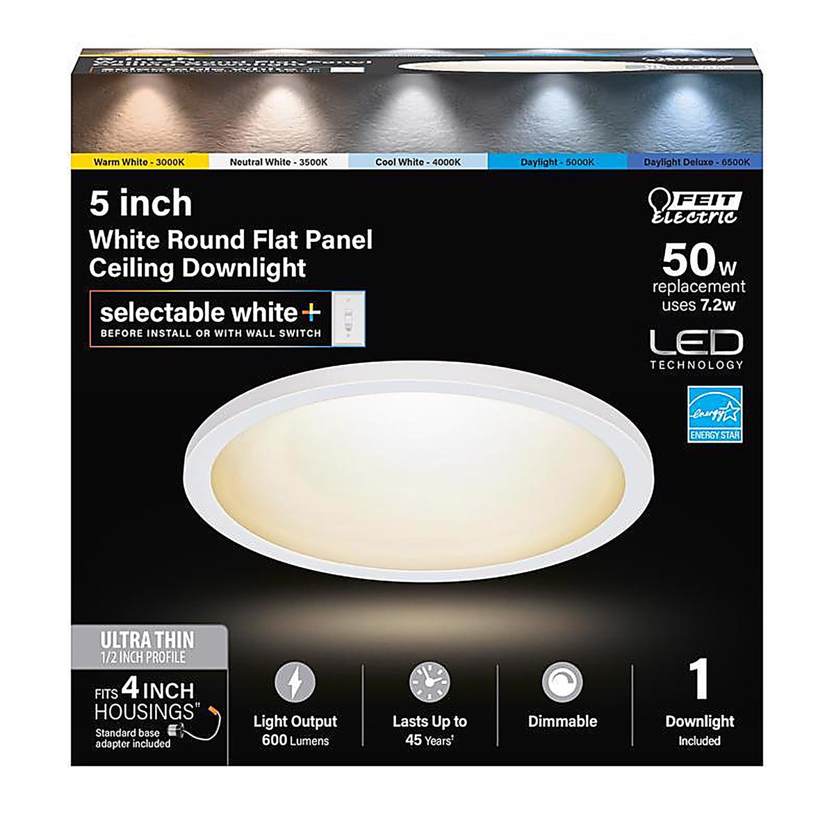 Feit Electric 74202/6WYCA White 4 in. W LED Retrofit Recessed Lighting 6.5 W