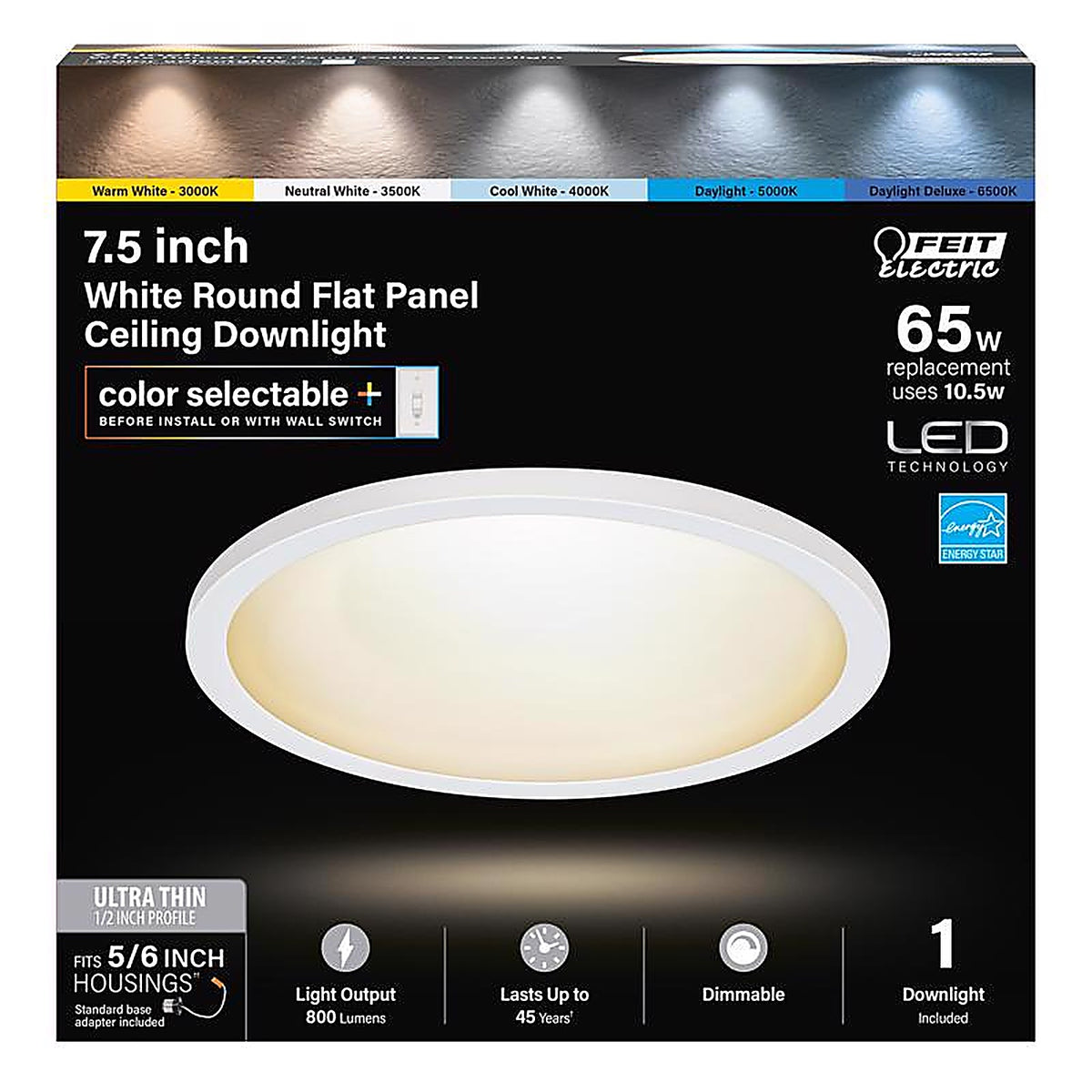 Feit Electric 74206/6WYCA White 5/6 in. W LED Retrofit Recessed Lighting 10.5 W