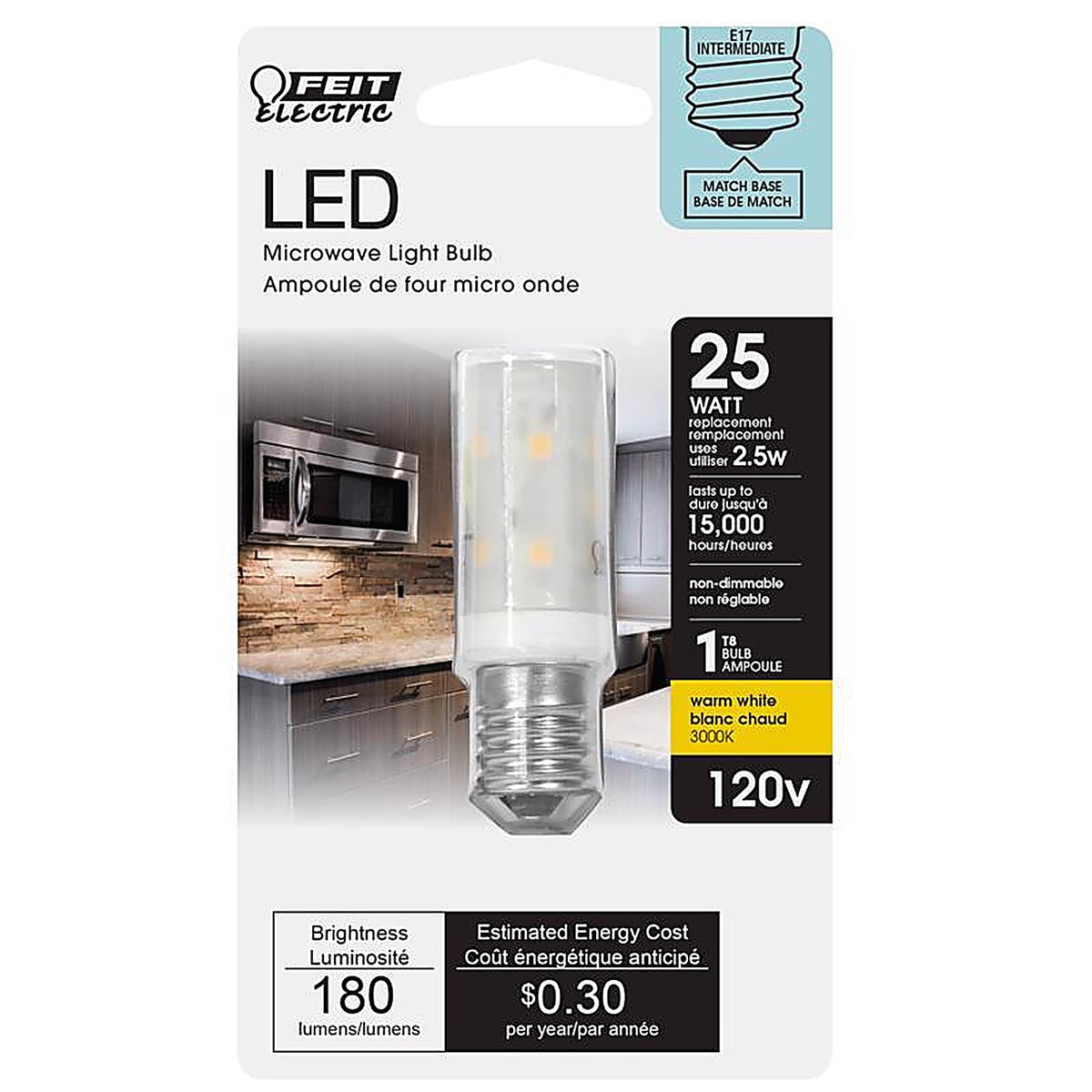 Feit Electric BP25T8N/SU/LED T8 E17 (Intermediate) LED Bulb Warm White 25 W 1 pk