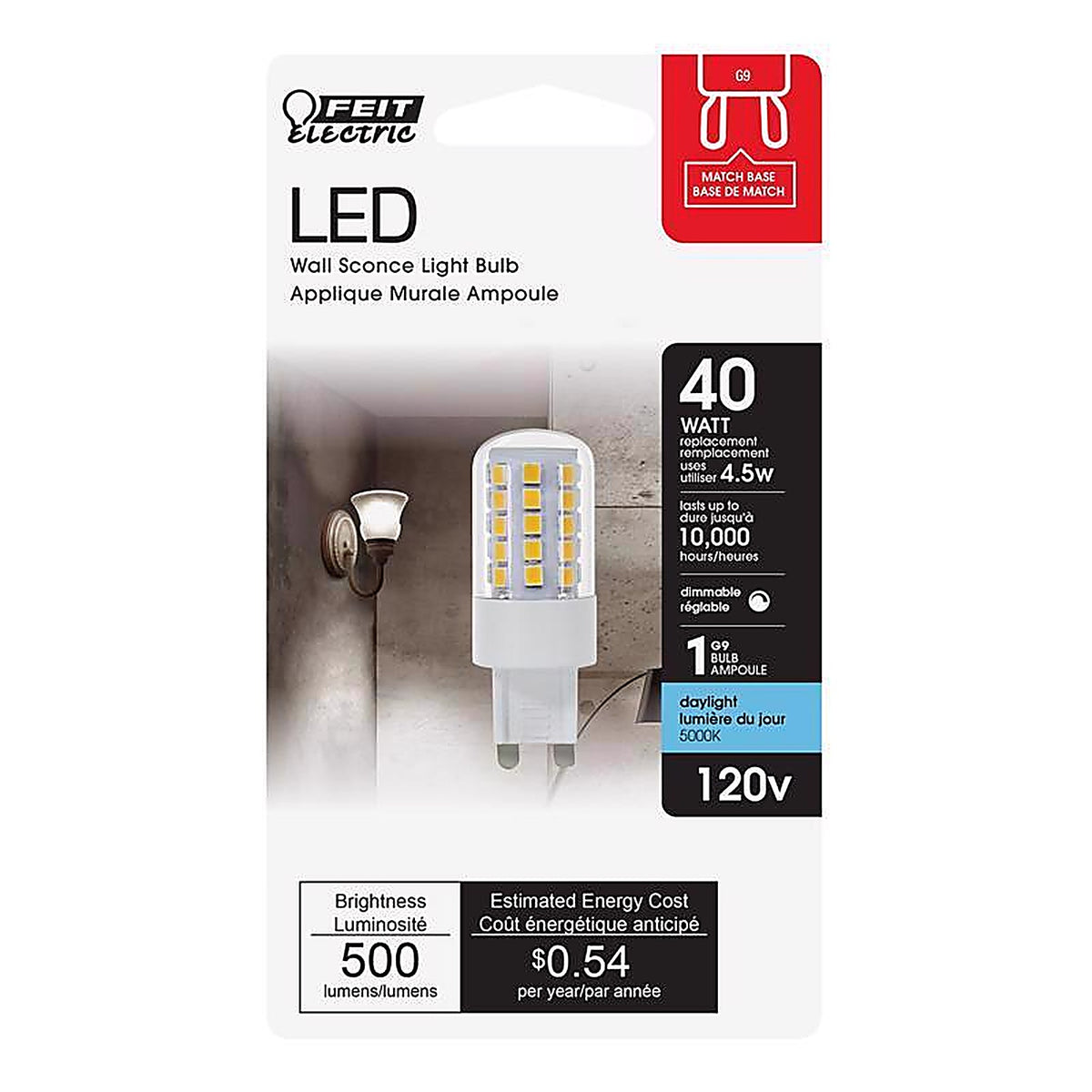 Feit - BPG40/850/LED - T4 G9 LED Bulb Daylight 40 Watt Equivalence 1 Pack