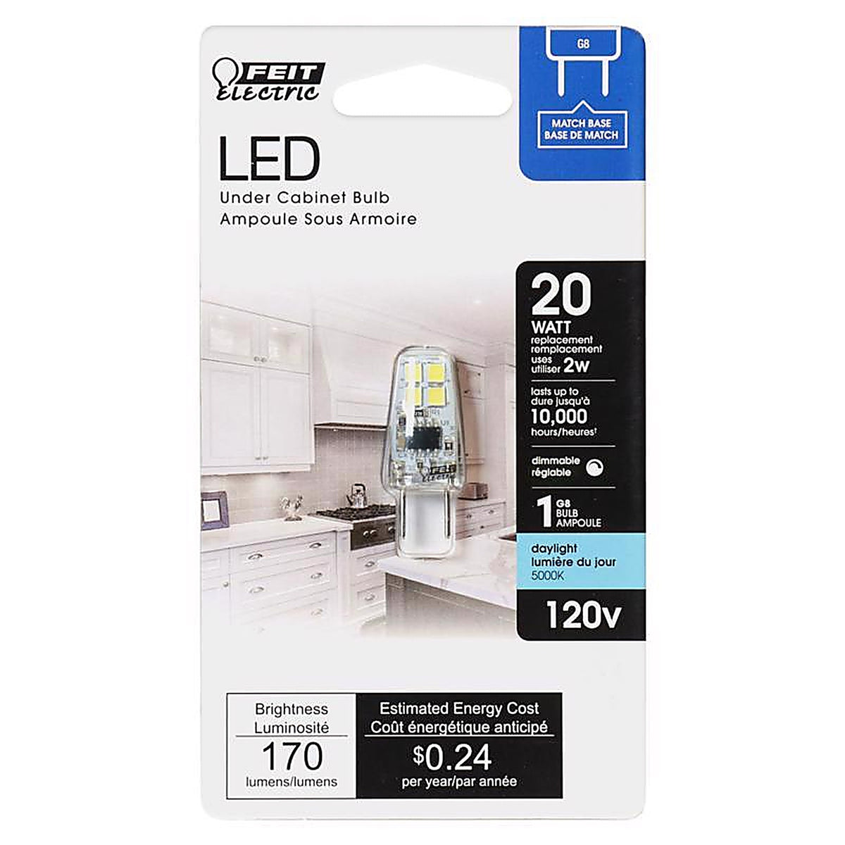 Feit Electric BP20G8/850/LED G8 G8 LED Bulb Daylight 20 Watt Equivalence 1 pk