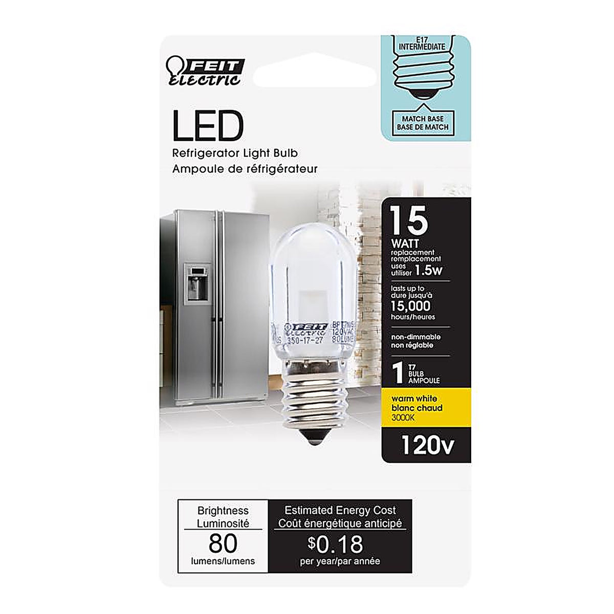 Feit Electric BPT7N/SU/LED T7 E17 (Intermediate) LED Bulb Warm White 15 W 1 pk