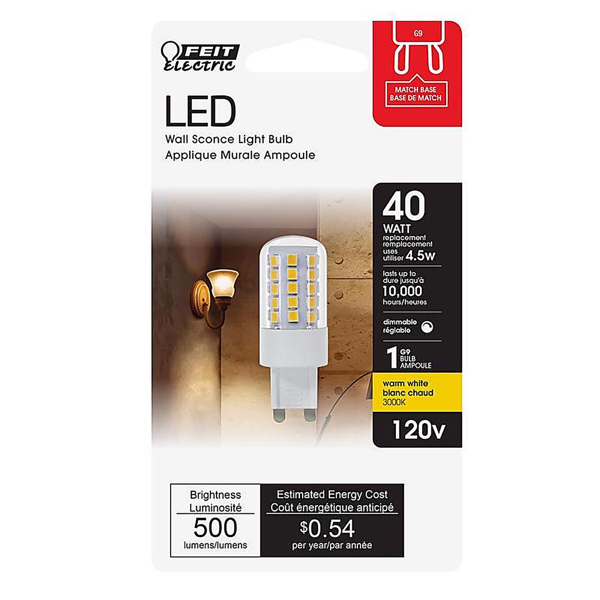 Feit Electric G940/830/LED G9 Bi-Pin LED Bulb Warm White 40 W 1 pk