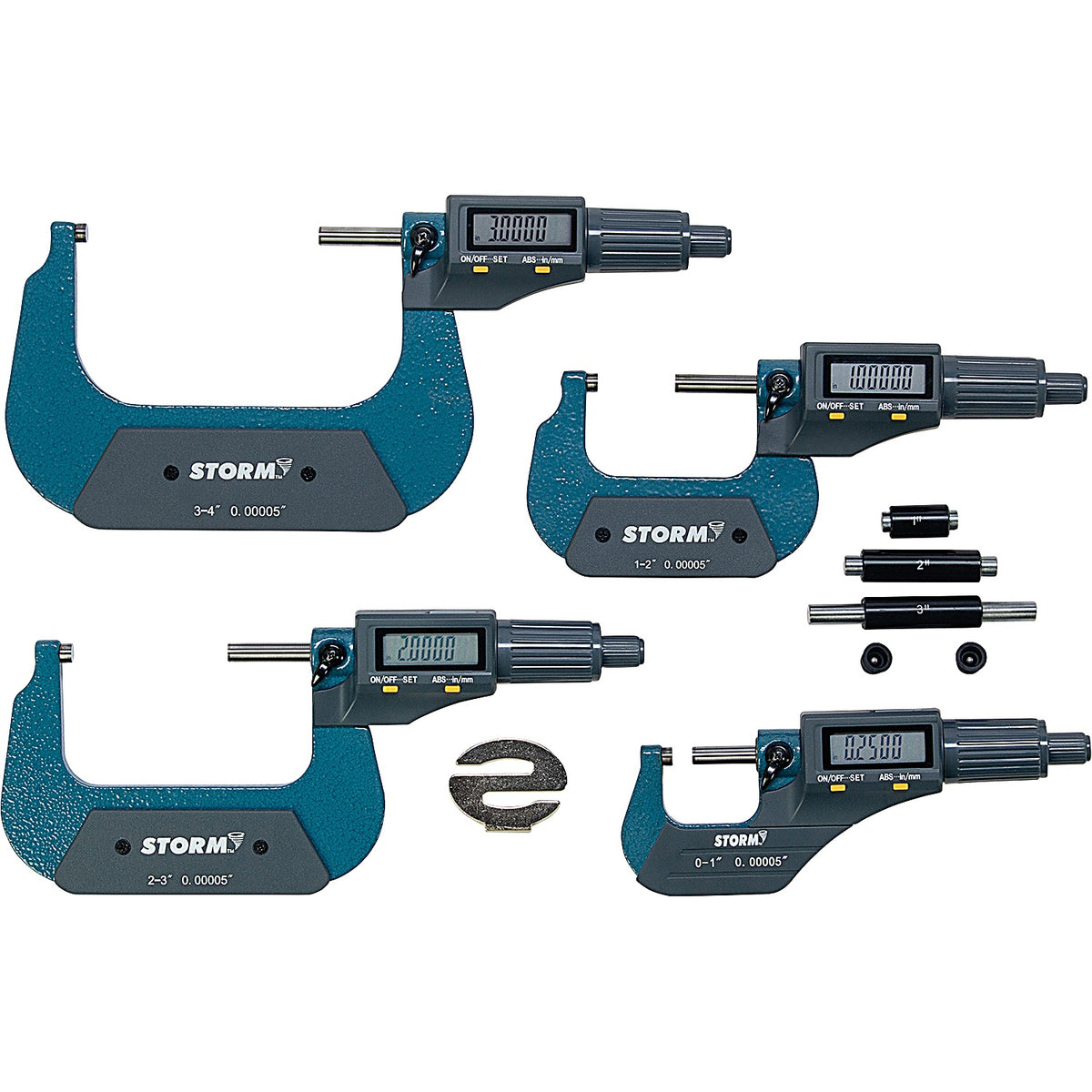 Central Tools - 3M314 - 4 Piece Electronic Digital Micrometer Set 0 - 4 Inch