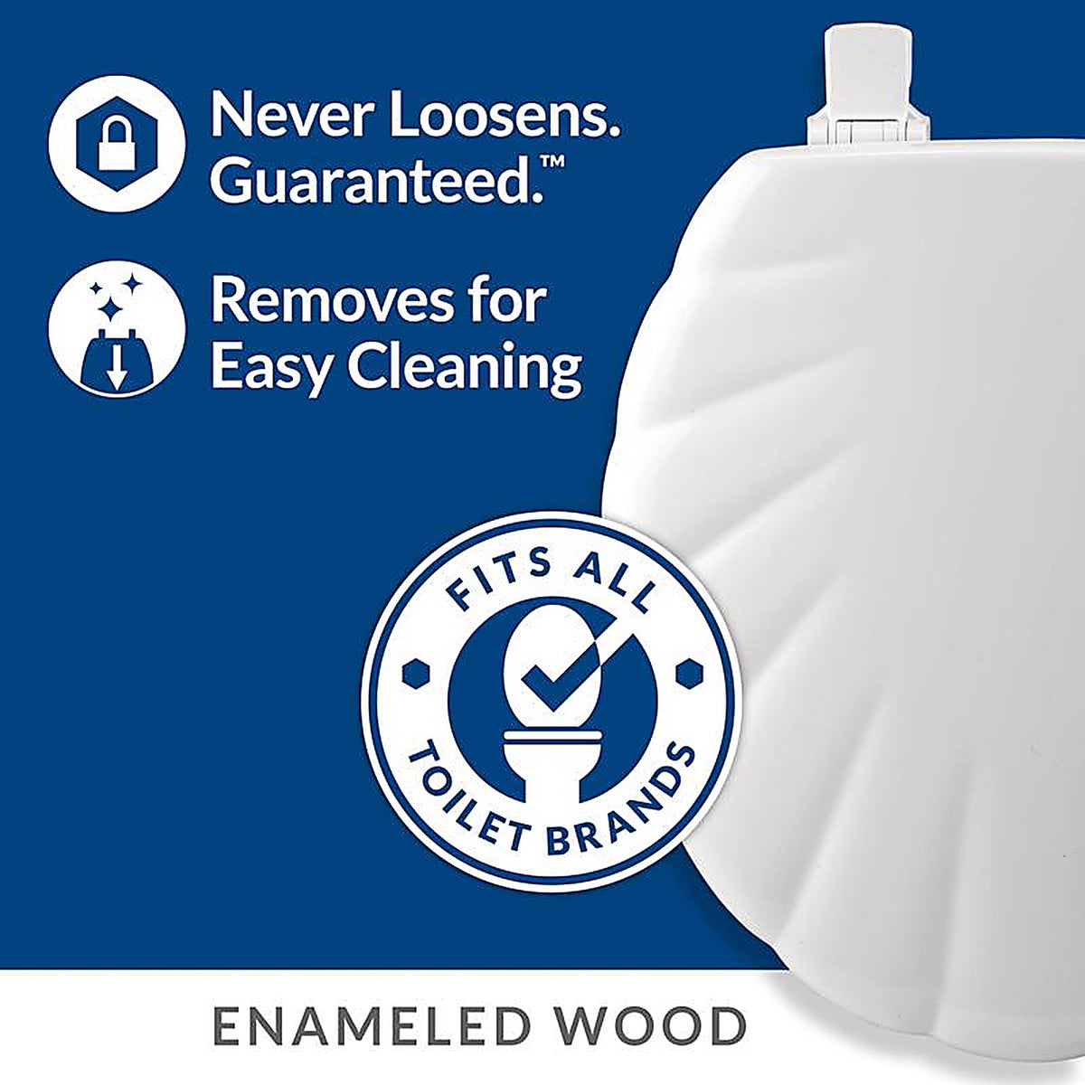 Bemis 22ECA000 Mayfair Never Loosens Round White Molded Wood Toilet Seat