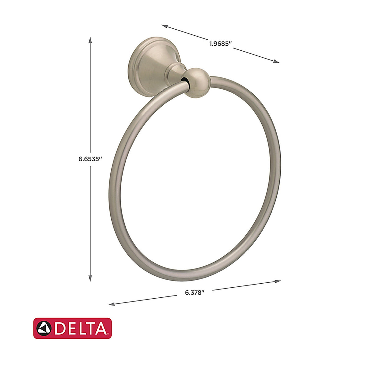 Delta 138033 Crestfield Satin Nickel Towel Ring Die Cast Zinc