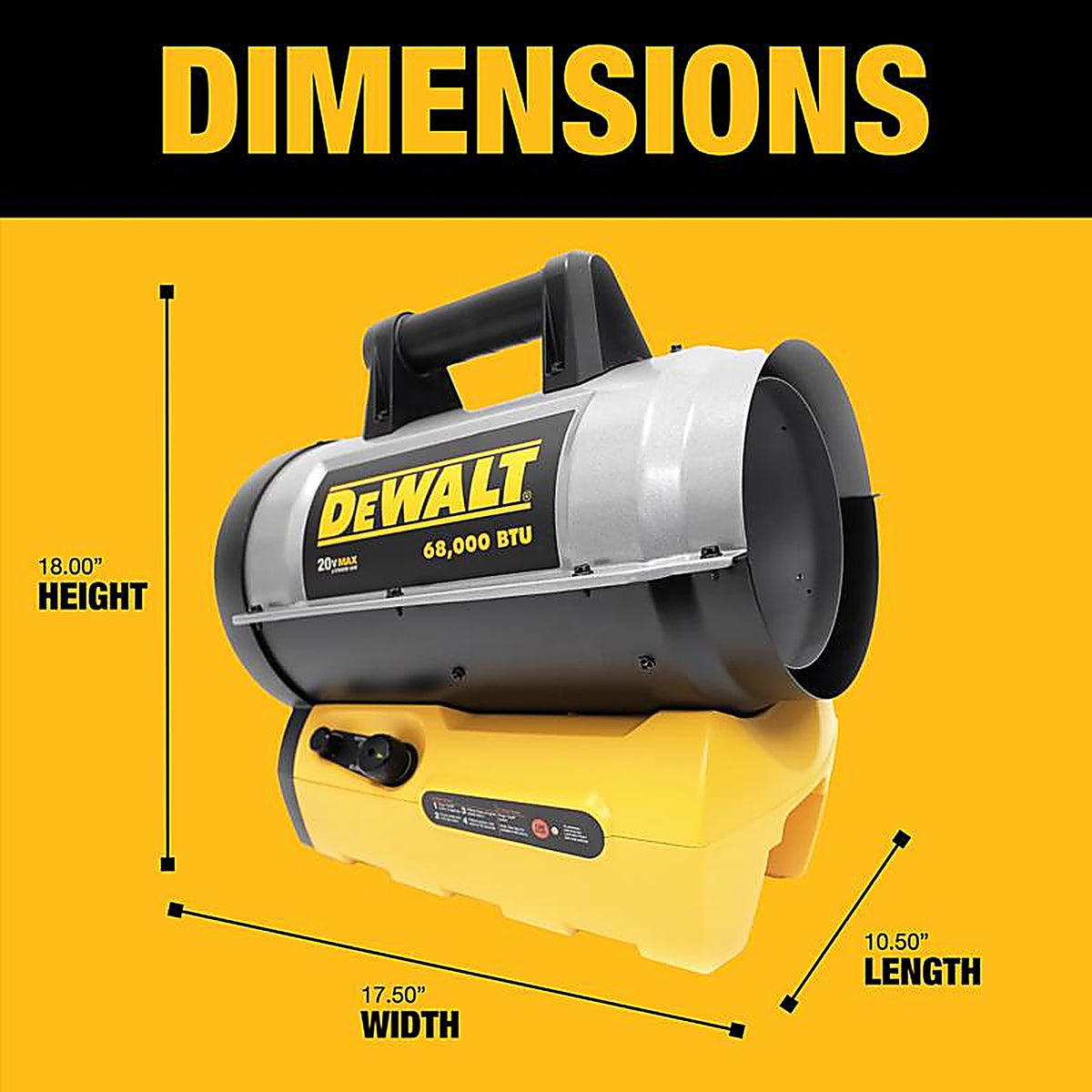 DeWalt F340661 68000 Btu/h 1700 sq ft Forced Air Propane Heater