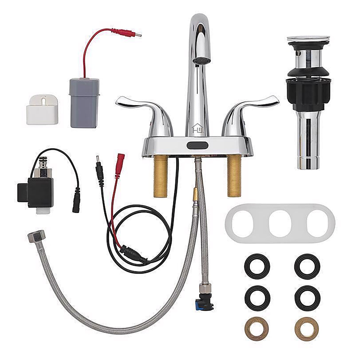Homewerks 26-B423S-HW Chrome Motion Sensing Centerset Bathroom Sink Faucet 4 in.