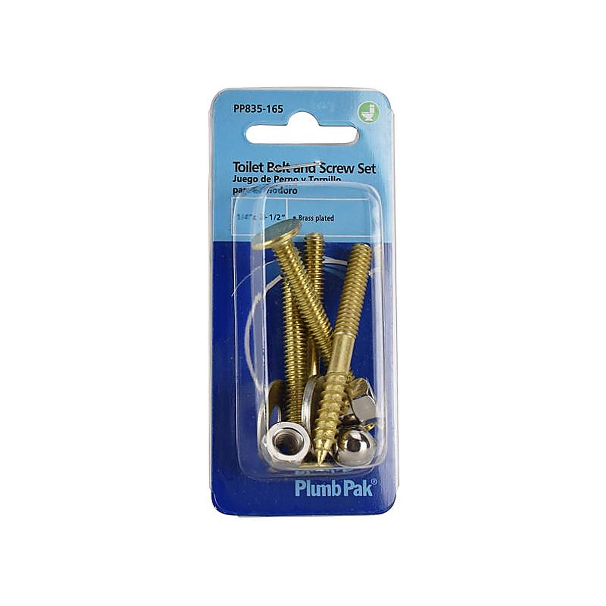 Plumb Pak PP835-165 Toilet Bolt and Screw Set Chrome Plated Brass