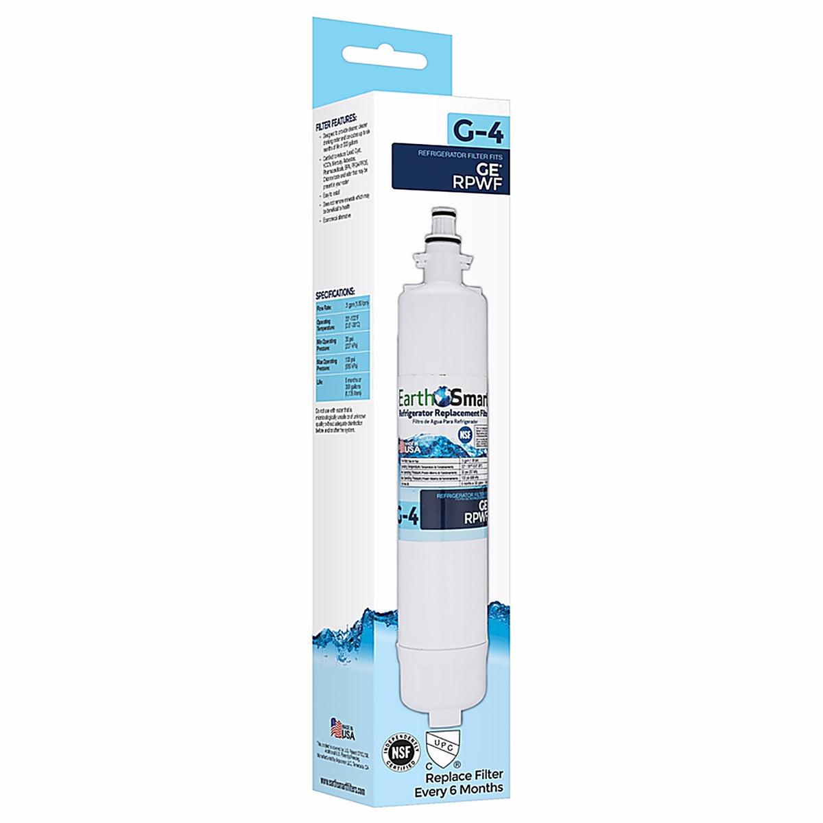 Earth Smart 102615 G-4 Refrigerator Replacement Filter For GE RPWF