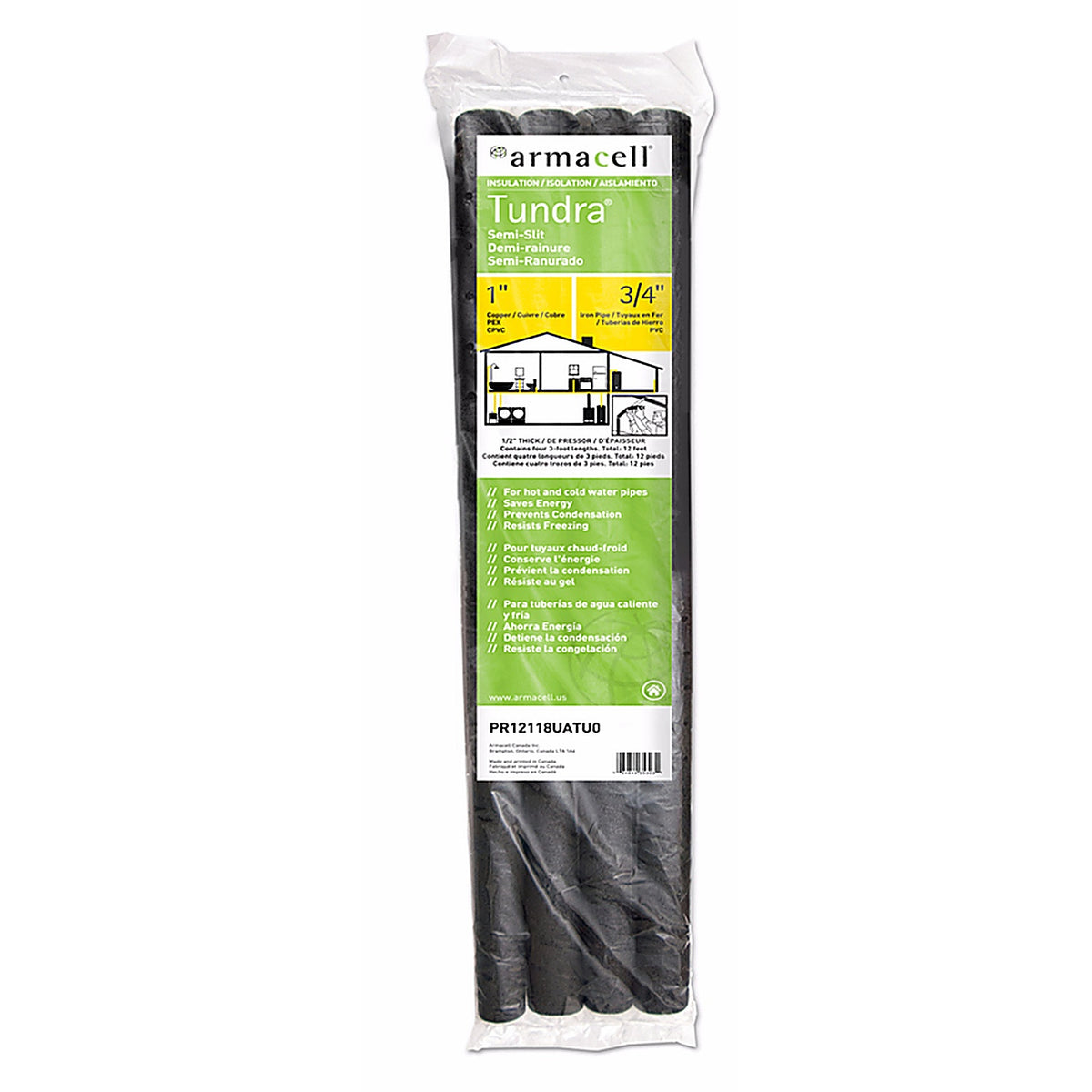 Armacell PR12118UATU0 Tundra 1 in. S X 3 ft. L Polyethylene Foam Pipe Insulation
