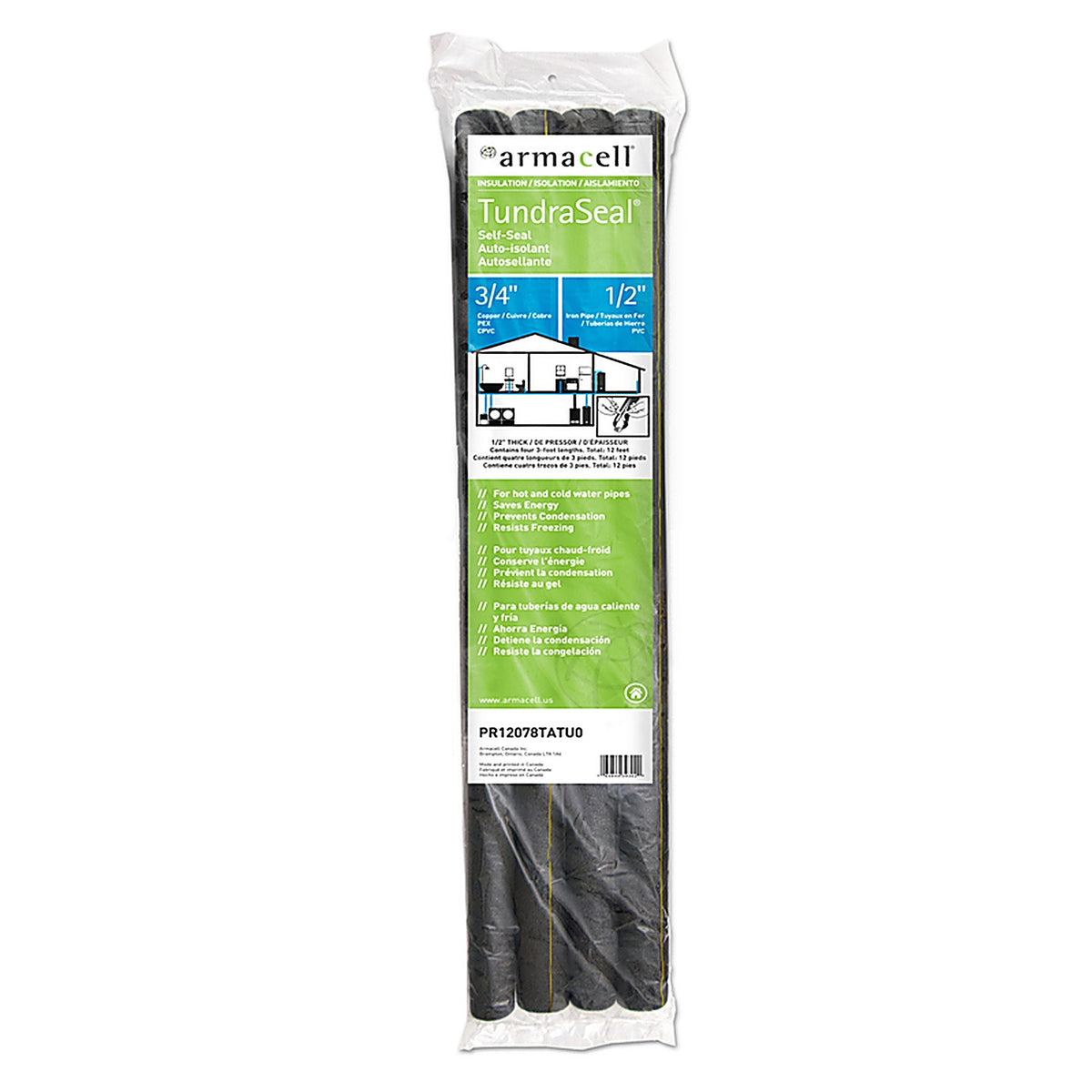 Armacell PR12078TATU0 TundraSeal Self Sealing 3/4 in. S X 3 ft. L Polyethylene Foam Pipe Insulation