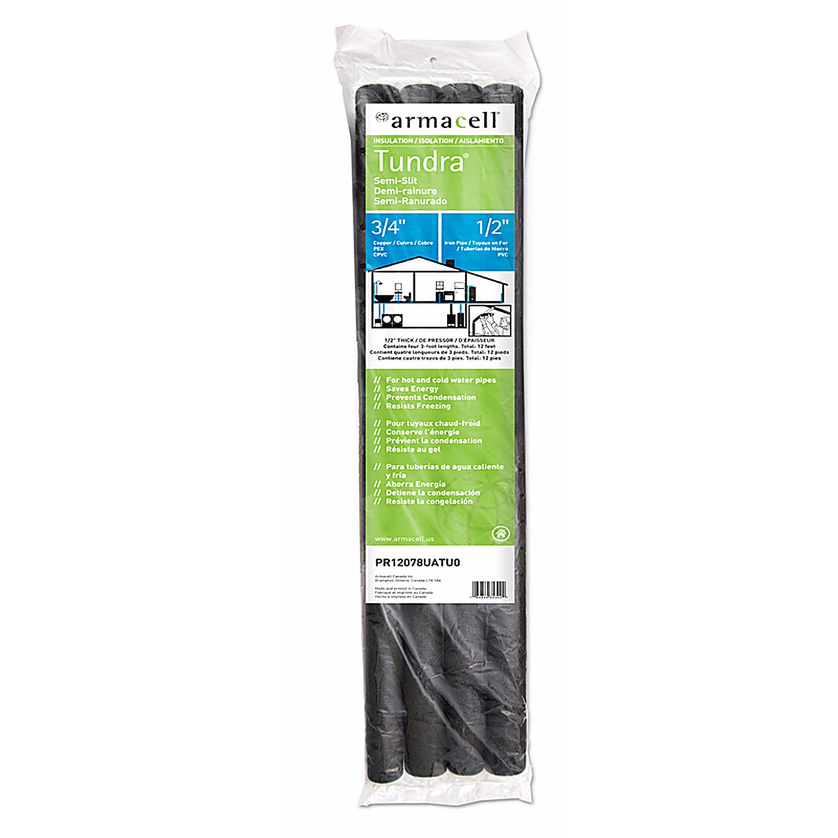 Armacell PR12078UATU0 Tundra 3/4 in. S X 3 ft. L Polyethylene Foam Pipe Insulation