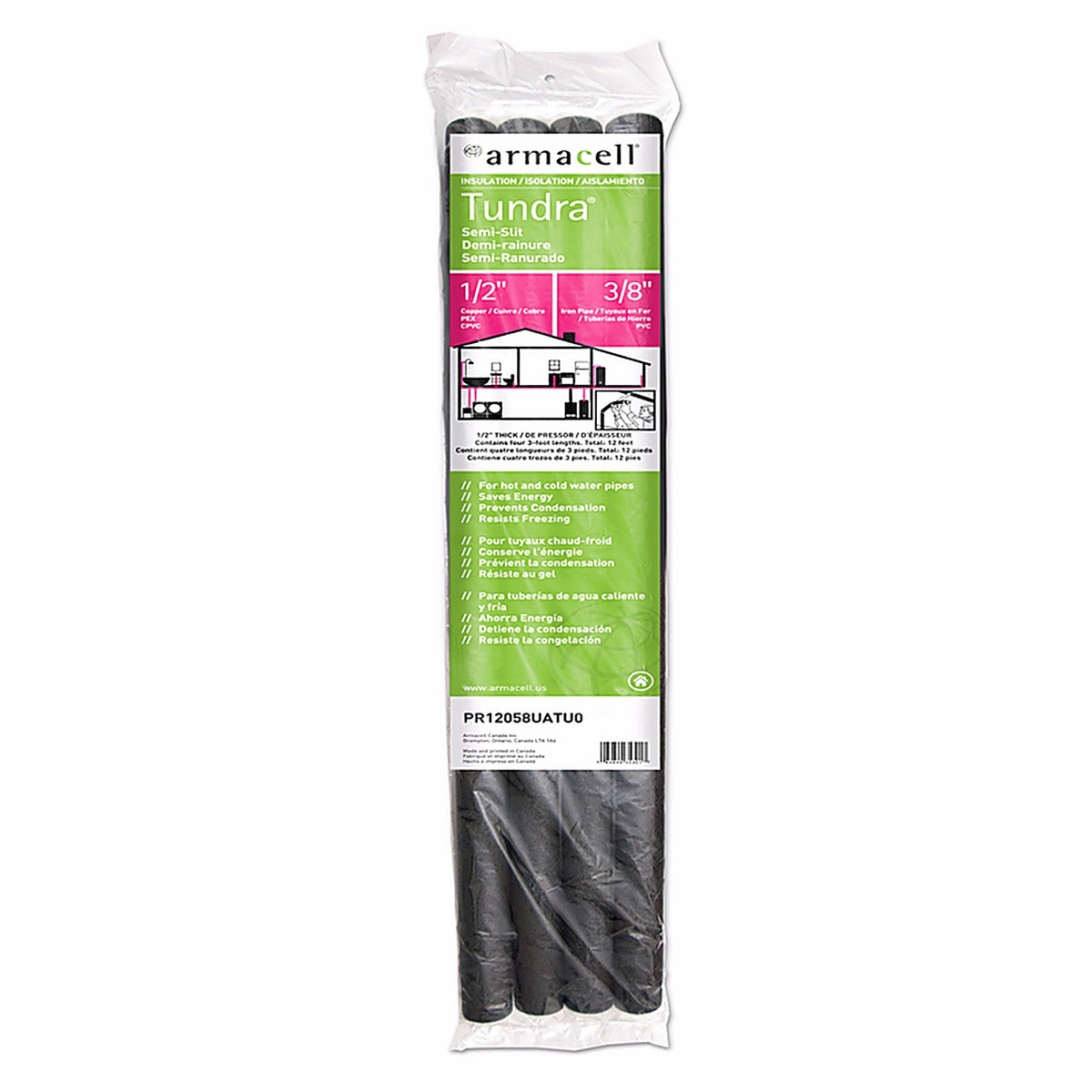 Armacell PR12058UATU0 Tundra 1/2 in. S X 3 ft. L Polyethylene Foam Pipe Insulation