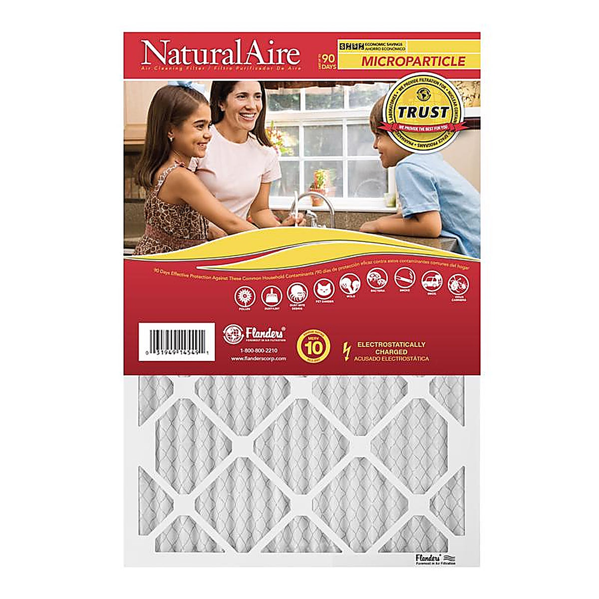 NaturalAire 85256.011425 14 in. W X 25 in. H X 1 in. D Synthetic 10 MERV Pleated Microparticle Air Filter 1 pk