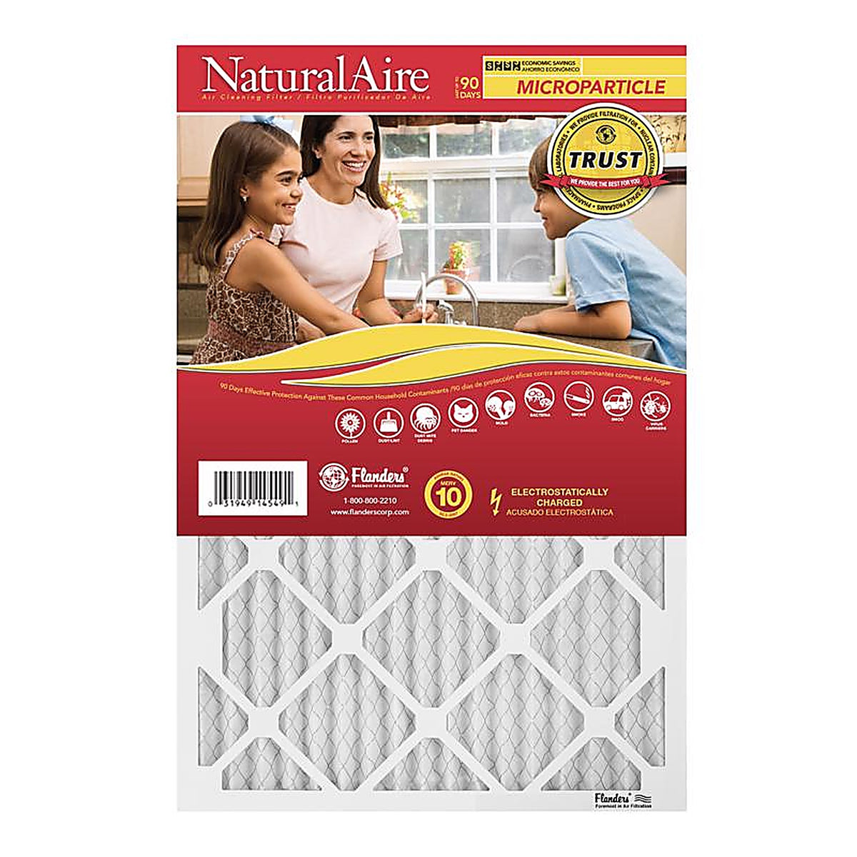 AAF Flanders 85256.01203 NaturalAire 20 in. W x 30 in. H x 1 in. D Synthetic 10 MERV Pleated Microparticle Air Filter