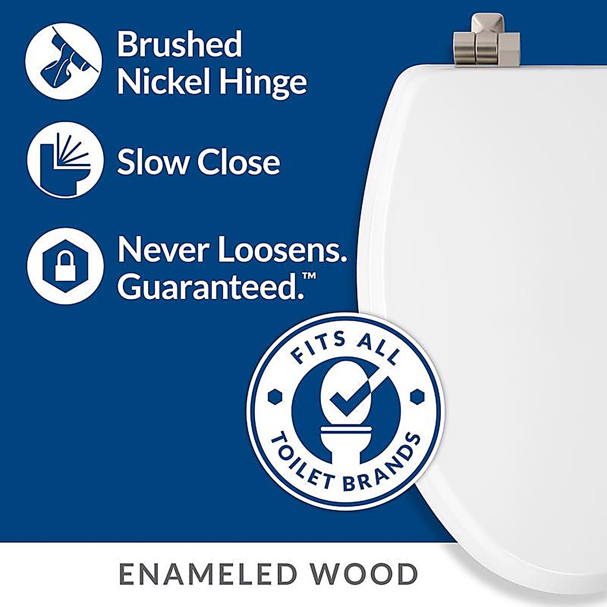 Bemis 126NISL-000 Mayfair Slow Close Elongated White Molded Wood Toilet Seat