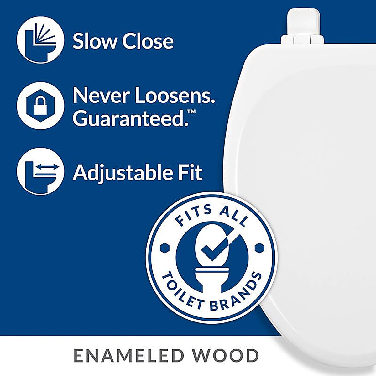 Bemis 143SLOW-000 Mayfair Slow Close Elongated White Molded Wood Toilet Seat
