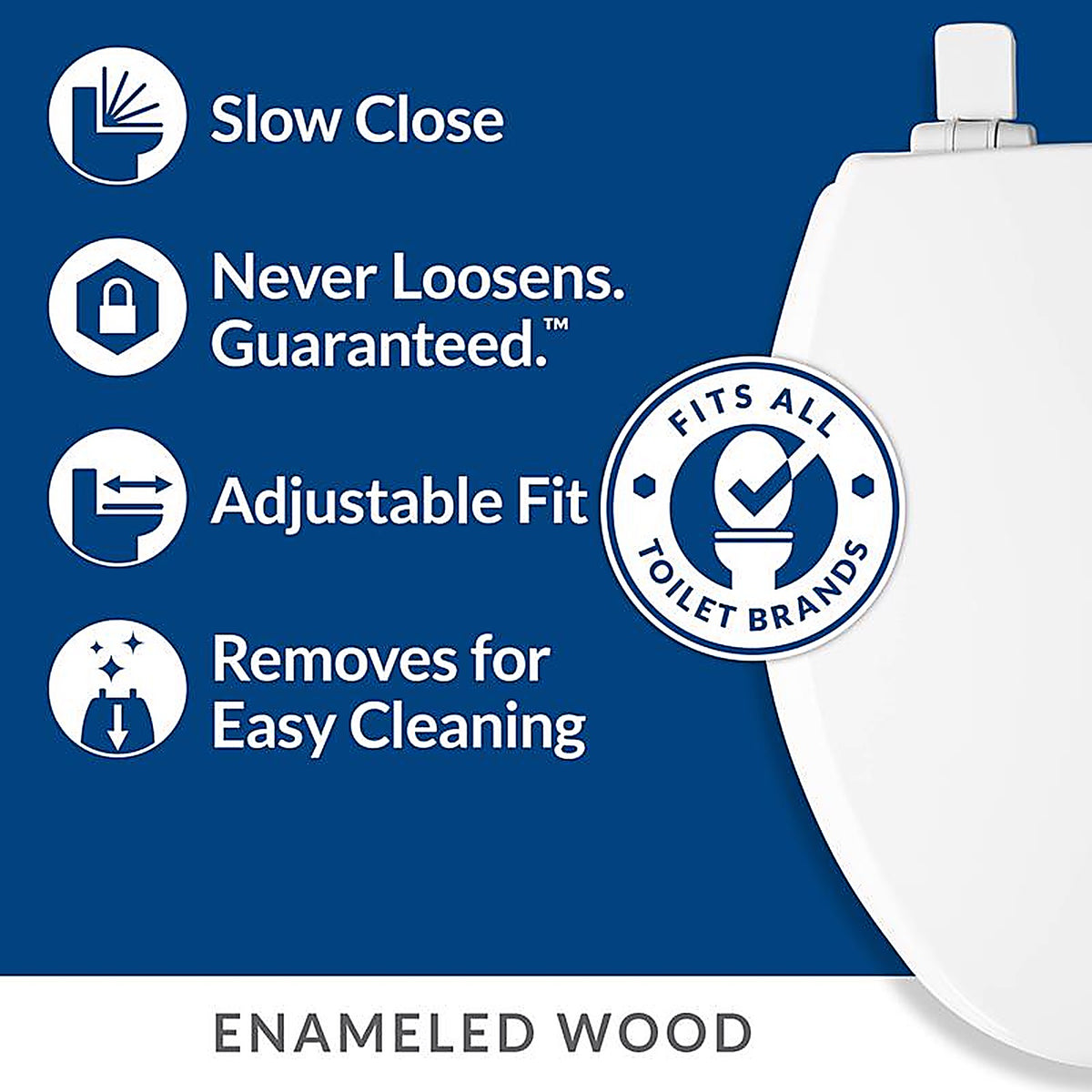 Bemis 47SLOW-000 Mayfair Slow Close Round White Molded Wood Toilet Seat
