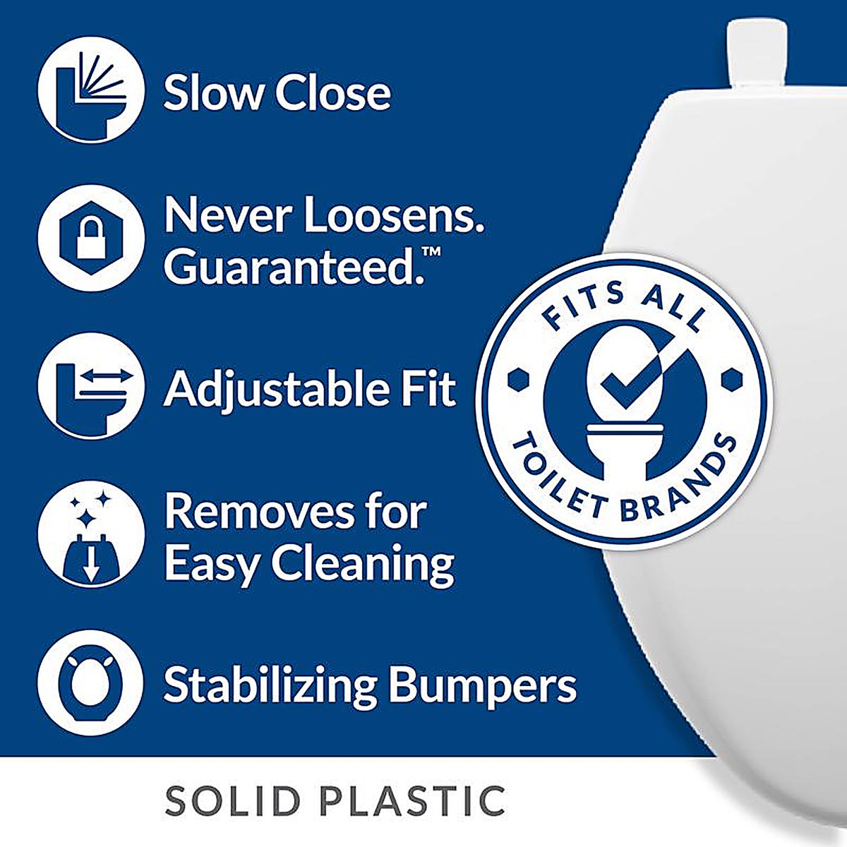 Bemis 87SLOW-000 Mayfair Slow Close Round White Plastic Toilet Seat