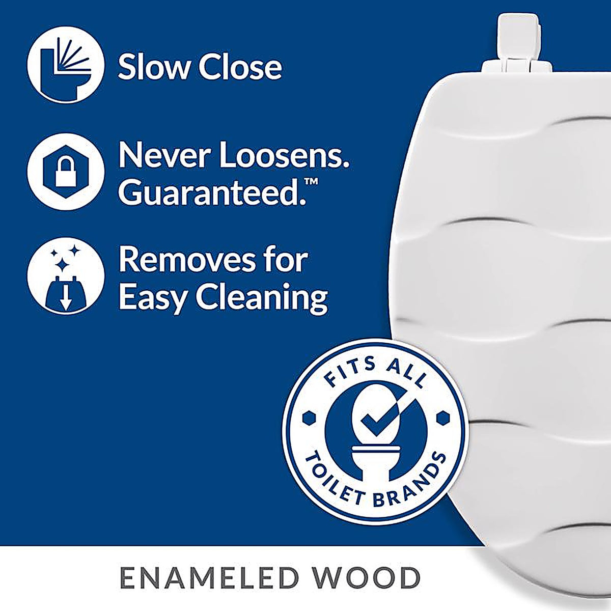 Bemis 133SLOW-000 Mayfair Slow Close Elongated White Enameled Wood Toilet Seat