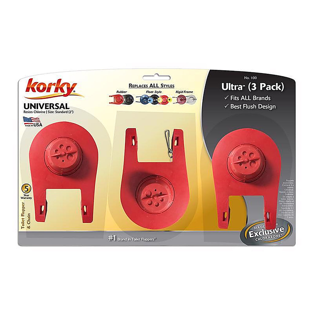 Korky 100TP Flapper and Chain Red Rubber For Universal