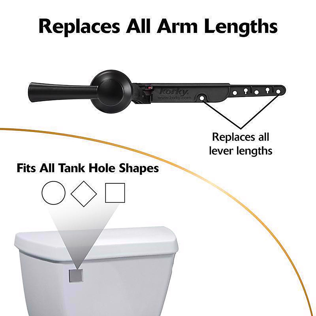 Korky 6034BP StrongARM Flush Lever Black Matte Metal For Universal