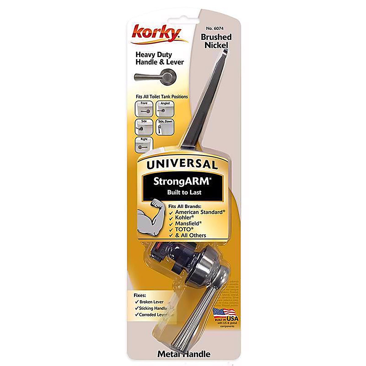 Korky 6074BP StrongArm Flush Lever Brushed Nickel Metal For Universal