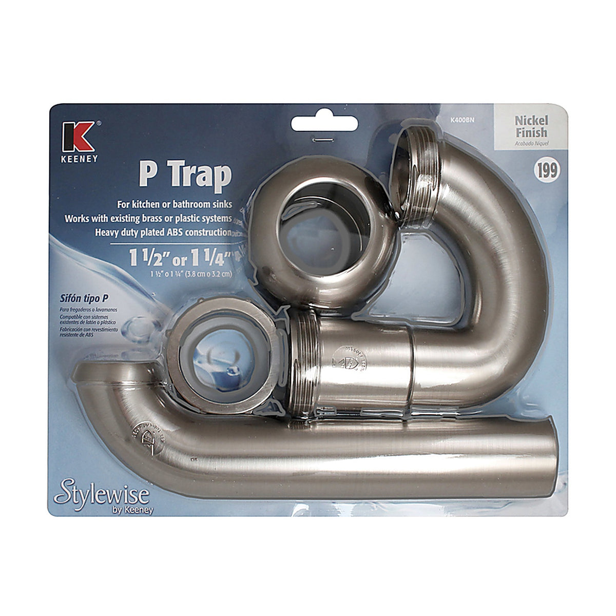 Keeney K400BN 1-1/2 in. Dia. x 10-3/4 in. L Plastic P-Trap