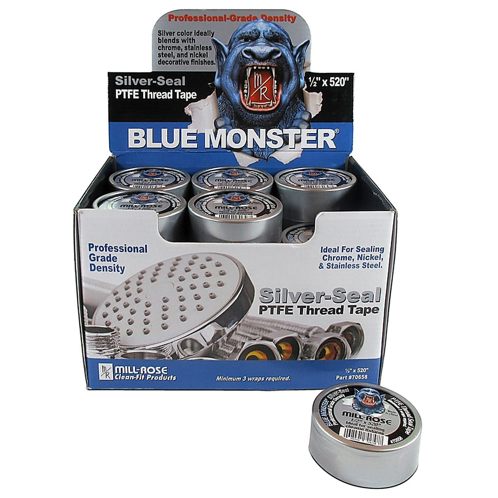 Blue Monster 70658 Silver 520 in. L x 1/2 in. W Thread Seal Tape