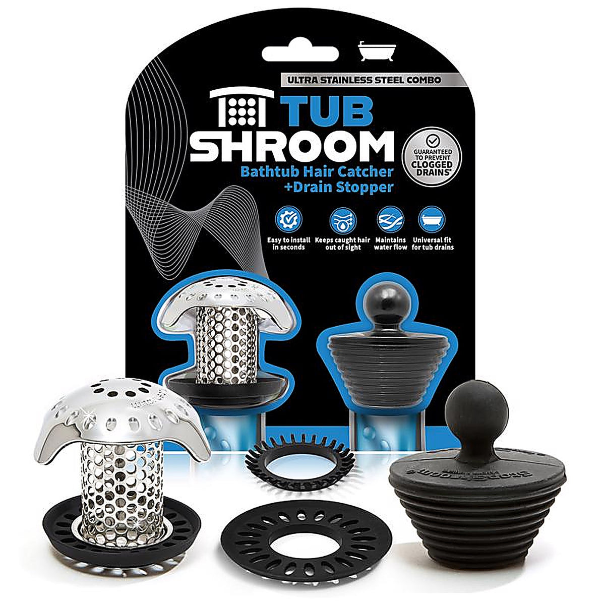Tubshroom - TSULT455 - Ultra Edition 1.5 In. Chrome Stainless Steel Hair Catcher