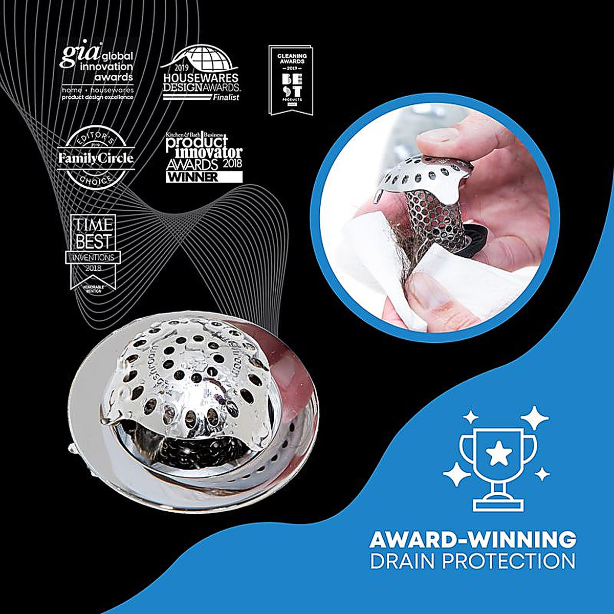 Tubshroom - TSULT455 - Ultra Edition 1.5 In. Chrome Stainless Steel Hair Catcher
