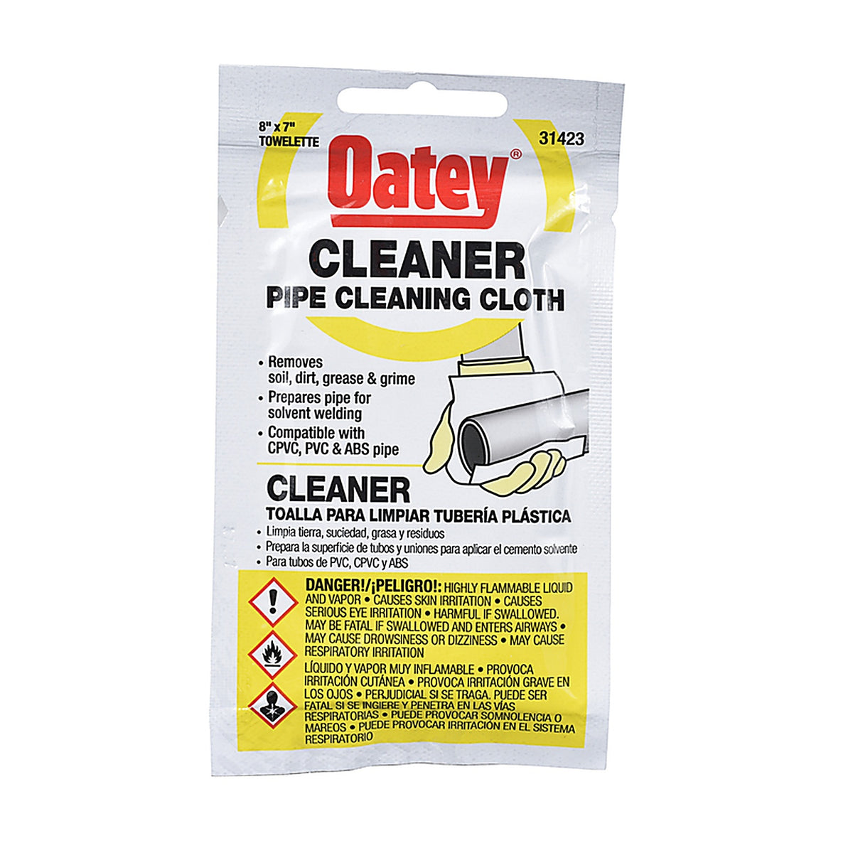 Oatey 31423 Cotton Pipe Cleaning Cloth 8 in. W x 7 in. L