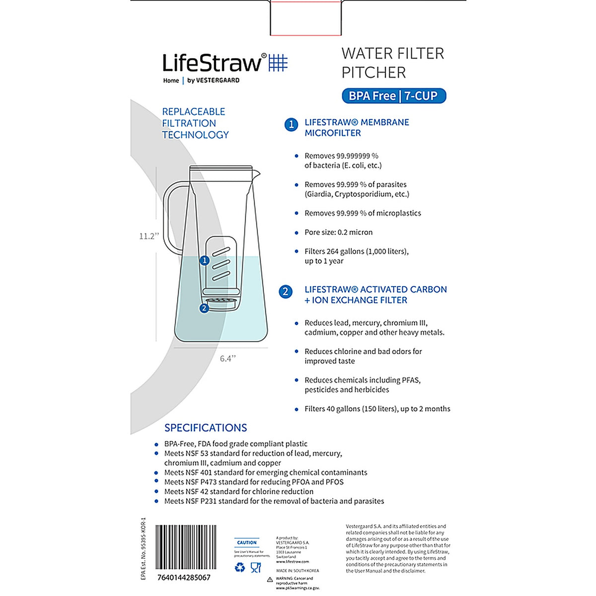 Lifestraw - LSHFP7CWH1 - Home 7 Cups White Water Filter Pitcher