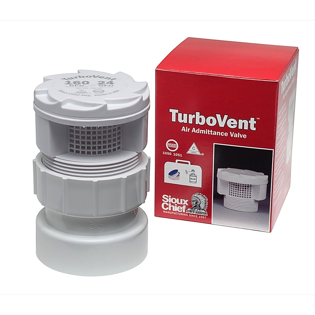 Sioux Chief 250-122P TurboVent 250 Series Schedule 40 1-1/2 in. Hub x 2 in. Dia. Hub PVC Air Admittance Valve