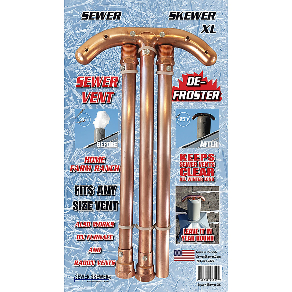 Sewer Skewer - 451195 - XL 47 In. L Copper Sewer Vent Defroster