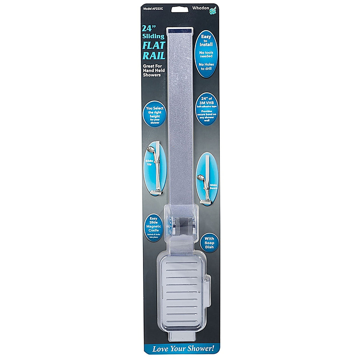 Whedon AF222C Chrome Metal 24 in. Handheld Showerhead Glide Rail