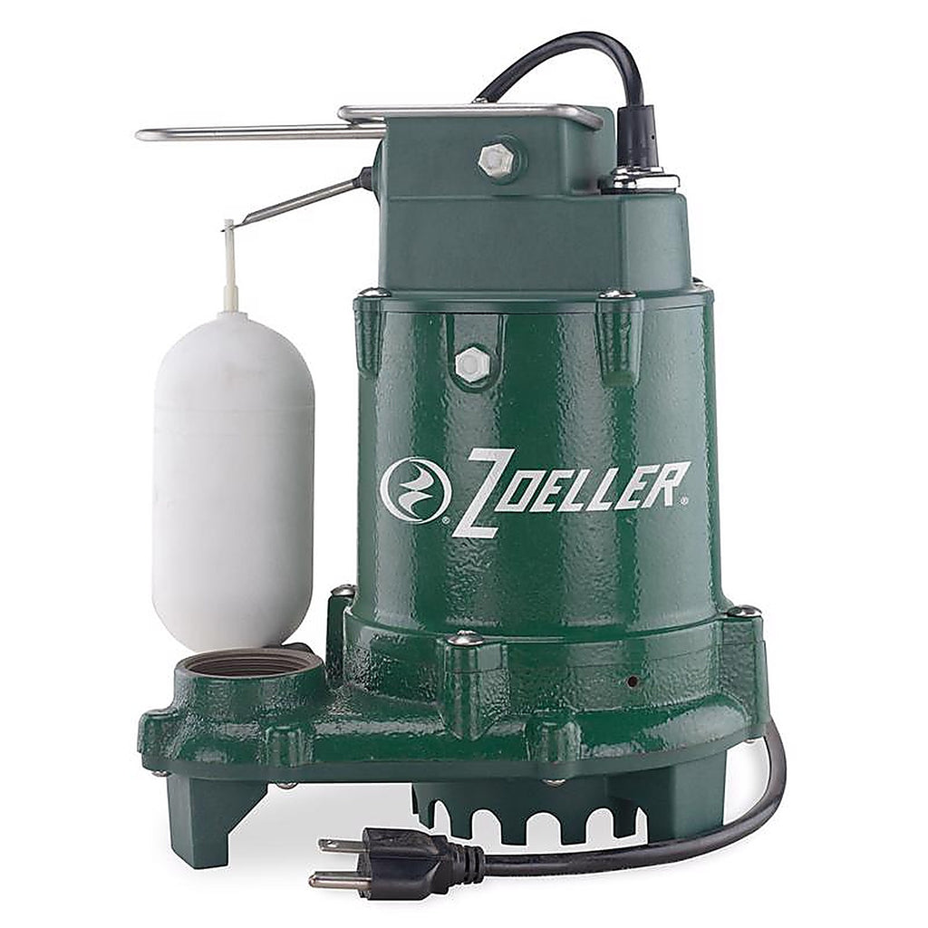 Zoeller - 1052-0005 - 1/3 HP 2880 GPH Cast Iron Vertical Float Switch AC Submersible Sump Pump 9 Ft